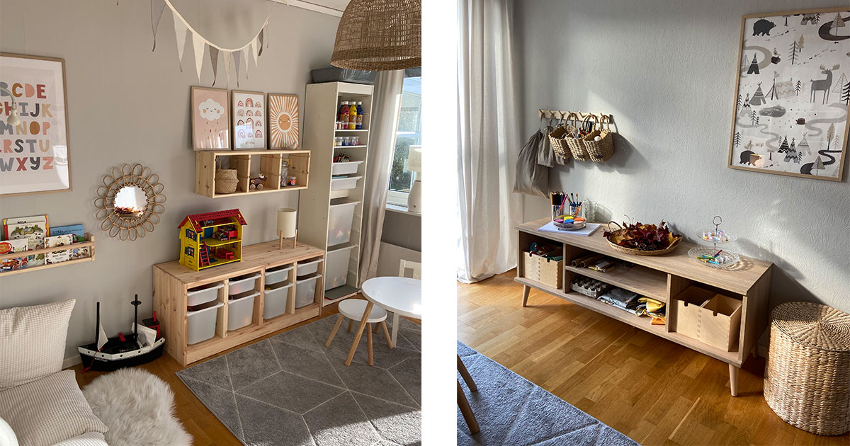 Lek- och pysselrum bredvid köket.