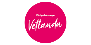 Logotyp Vänliga hälsningar Vetlanda i rosa cirkel